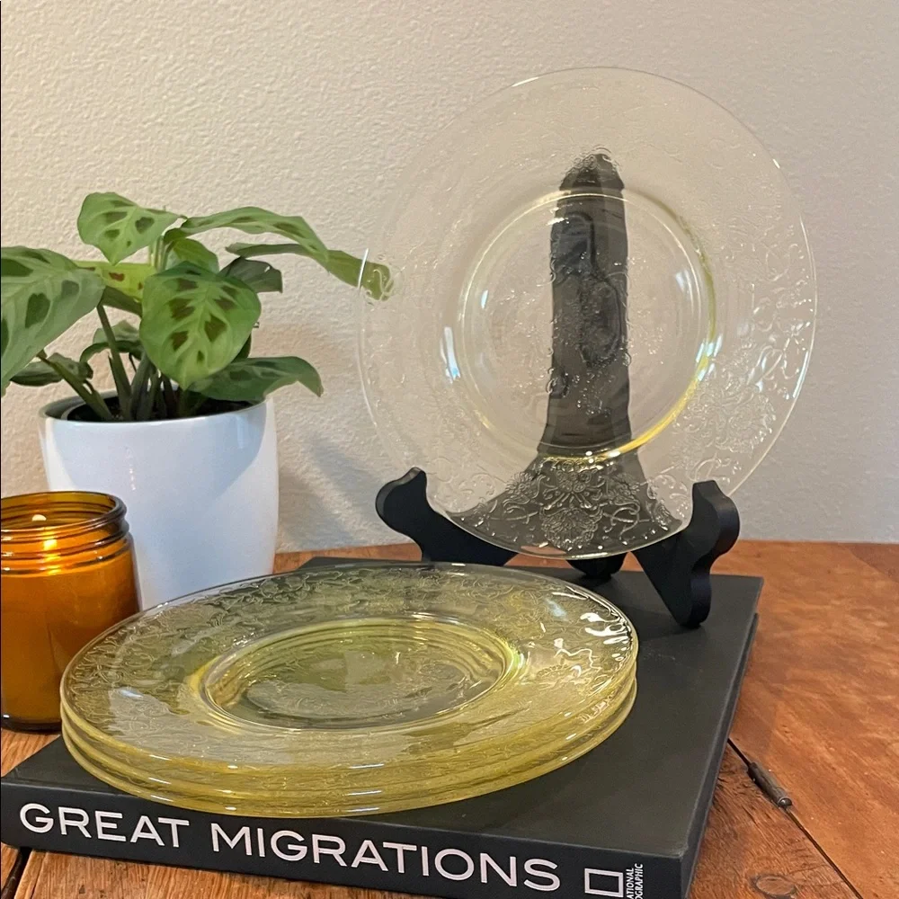 Hazel Atlas Yellow Florentine Depression Glass Salad Plates –Set of 4, 8